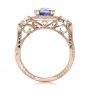 14k Rose Gold 14k Rose Gold Custom Blue Sapphire And Diamond Halo Engagement Ring - Front View -  100783 - Thumbnail
