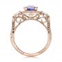 14k Rose Gold 14k Rose Gold Custom Blue Sapphire And Diamond Halo Engagement Ring - Front View -  100783 - Thumbnail