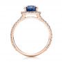 18k Rose Gold 18k Rose Gold Custom Blue Sapphire And Diamond Halo Engagement Ring - Front View -  102018 - Thumbnail