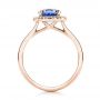 18k Rose Gold 18k Rose Gold Custom Blue Sapphire And Diamond Halo Engagement Ring - Front View -  102028 - Thumbnail