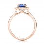 18k Rose Gold 18k Rose Gold Custom Blue Sapphire And Diamond Halo Engagement Ring - Front View -  102028 - Thumbnail