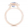18k Rose Gold 18k Rose Gold Custom Blue Sapphire And Diamond Halo Engagement Ring - Front View -  102444 - Thumbnail