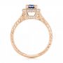 14k Rose Gold 14k Rose Gold Custom Blue Sapphire And Diamond Halo Engagement Ring - Front View -  103006 - Thumbnail