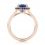 18k Rose Gold 18k Rose Gold Custom Blue Sapphire And Diamond Halo Engagement Ring - Front View -  103041 - Thumbnail