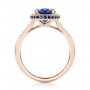 14k Rose Gold 14k Rose Gold Custom Blue Sapphire And Diamond Halo Engagement Ring - Front View -  103041 - Thumbnail