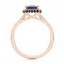 18k Rose Gold 18k Rose Gold Custom Blue Sapphire And Diamond Halo Engagement Ring - Front View -  103457 - Thumbnail