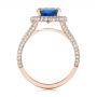14k Rose Gold 14k Rose Gold Custom Blue Sapphire And Diamond Halo Engagement Ring - Front View -  103601 - Thumbnail