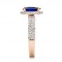 14k Rose Gold 14k Rose Gold Custom Blue Sapphire And Diamond Halo Engagement Ring - Side View -  100605 - Thumbnail