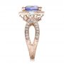 18k Rose Gold 18k Rose Gold Custom Blue Sapphire And Diamond Halo Engagement Ring - Side View -  100783 - Thumbnail