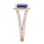 18k Rose Gold 18k Rose Gold Custom Blue Sapphire And Diamond Halo Engagement Ring - Side View -  102018 - Thumbnail