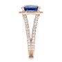 18k Rose Gold 18k Rose Gold Custom Blue Sapphire And Diamond Halo Engagement Ring - Side View -  102018 - Thumbnail