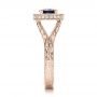 18k Rose Gold 18k Rose Gold Custom Blue Sapphire And Diamond Halo Engagement Ring - Side View -  102153 - Thumbnail