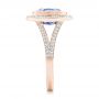 18k Rose Gold 18k Rose Gold Custom Blue Sapphire And Diamond Halo Engagement Ring - Side View -  102444 - Thumbnail