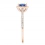 18k Rose Gold 18k Rose Gold Custom Blue Sapphire And Diamond Halo Engagement Ring - Side View -  102485 - Thumbnail