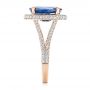 18k Rose Gold 18k Rose Gold Custom Blue Sapphire And Diamond Halo Engagement Ring - Side View -  103601 - Thumbnail