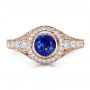 18k Rose Gold 18k Rose Gold Custom Blue Sapphire And Diamond Halo Engagement Ring - Top View -  100268 - Thumbnail