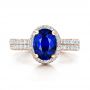 18k Rose Gold 18k Rose Gold Custom Blue Sapphire And Diamond Halo Engagement Ring - Top View -  100605 - Thumbnail