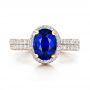14k Rose Gold 14k Rose Gold Custom Blue Sapphire And Diamond Halo Engagement Ring - Top View -  100605 - Thumbnail