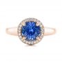 14k Rose Gold 14k Rose Gold Custom Blue Sapphire And Diamond Halo Engagement Ring - Top View -  102028 - Thumbnail