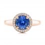 18k Rose Gold 18k Rose Gold Custom Blue Sapphire And Diamond Halo Engagement Ring - Top View -  102028 - Thumbnail