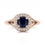 18k Rose Gold 18k Rose Gold Custom Blue Sapphire And Diamond Halo Engagement Ring - Top View -  102153 - Thumbnail