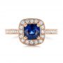 14k Rose Gold 14k Rose Gold Custom Blue Sapphire And Diamond Halo Engagement Ring - Top View -  102311 - Thumbnail