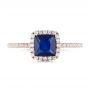 18k Rose Gold 18k Rose Gold Custom Blue Sapphire And Diamond Halo Engagement Ring - Top View -  102485 - Thumbnail