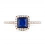 14k Rose Gold 14k Rose Gold Custom Blue Sapphire And Diamond Halo Engagement Ring - Top View -  102485 - Thumbnail