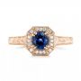 14k Rose Gold 14k Rose Gold Custom Blue Sapphire And Diamond Halo Engagement Ring - Top View -  103006 - Thumbnail