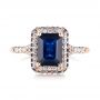 18k Rose Gold 18k Rose Gold Custom Blue Sapphire And Diamond Halo Engagement Ring - Top View -  103457 - Thumbnail