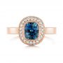 18k Rose Gold 18k Rose Gold Custom Blue Sapphire And Diamond Halo Engagement Ring - Top View -  103467 - Thumbnail