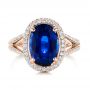 18k Rose Gold 18k Rose Gold Custom Blue Sapphire And Diamond Halo Engagement Ring - Top View -  103601 - Thumbnail