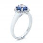 18k White Gold 18k White Gold Custom Blue Sapphire And Diamond Halo Engagement Ring - Three-Quarter View -  102028 - Thumbnail