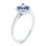  Platinum Platinum Custom Blue Sapphire And Diamond Halo Engagement Ring - Three-Quarter View -  102485 - Thumbnail