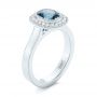 18k White Gold 18k White Gold Custom Blue Sapphire And Diamond Halo Engagement Ring - Three-Quarter View -  103467 - Thumbnail