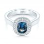 14k White Gold 14k White Gold Custom Blue Sapphire And Diamond Halo Engagement Ring - Flat View -  103467 - Thumbnail