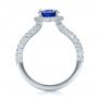  Platinum Custom Blue Sapphire And Diamond Halo Engagement Ring - Front View -  100605 - Thumbnail