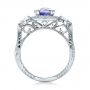  Platinum Platinum Custom Blue Sapphire And Diamond Halo Engagement Ring - Front View -  100783 - Thumbnail