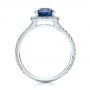 18k White Gold 18k White Gold Custom Blue Sapphire And Diamond Halo Engagement Ring - Front View -  102018 - Thumbnail