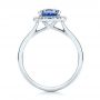 14k White Gold 14k White Gold Custom Blue Sapphire And Diamond Halo Engagement Ring - Front View -  102028 - Thumbnail