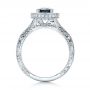 14k White Gold Custom Blue Sapphire And Diamond Halo Engagement Ring - Front View -  102153 - Thumbnail