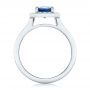  Platinum Custom Blue Sapphire And Diamond Halo Engagement Ring - Front View -  102311 - Thumbnail