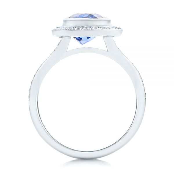 Custom Blue Sapphire And Diamond Halo Engagement Ring #102444 - Seattle ...