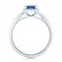  Platinum Platinum Custom Blue Sapphire And Diamond Halo Engagement Ring - Front View -  102485 - Thumbnail