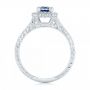  Platinum Custom Blue Sapphire And Diamond Halo Engagement Ring - Front View -  103006 - Thumbnail