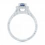 14k White Gold 14k White Gold Custom Blue Sapphire And Diamond Halo Engagement Ring - Front View -  103006 - Thumbnail