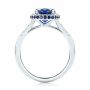 14k White Gold Custom Blue Sapphire And Diamond Halo Engagement Ring - Front View -  103041 - Thumbnail