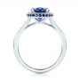 18k White Gold 18k White Gold Custom Blue Sapphire And Diamond Halo Engagement Ring - Front View -  103041 - Thumbnail