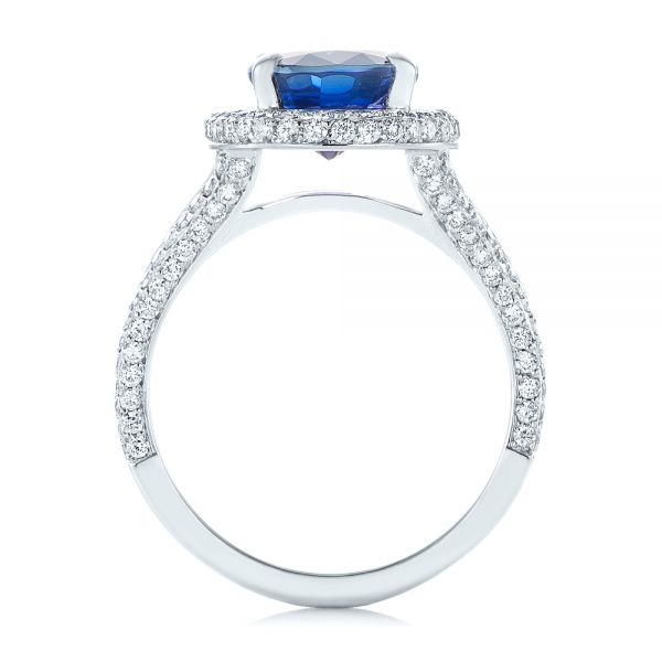 Custom Blue Sapphire And Diamond Halo Engagement Ring #103601 - Seattle ...