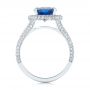 14k White Gold 14k White Gold Custom Blue Sapphire And Diamond Halo Engagement Ring - Front View -  103601 - Thumbnail